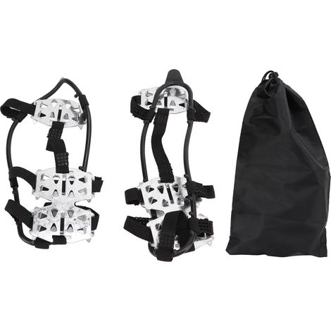 1 Paire de Crampons 24 Dents Acier Inoxydable Antidérapants pour Chaussures de Neige et Glace Extérieur Argenté