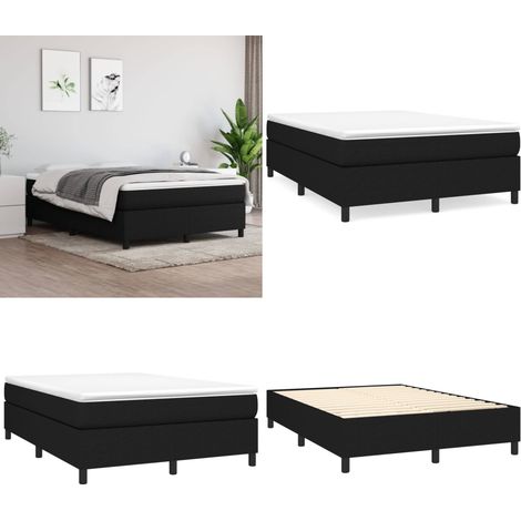 Bettgestell ohne Matratze Schwarz 140x200 cm Stoff - Bettes Gestell - Doppelbett - Boxspringbetten - Lattenrost - Schlafzimmer Möbel - Home & Living (1/5)