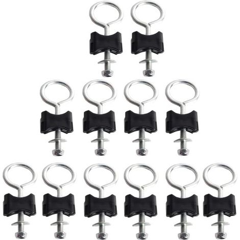 Vis pour trampoline, lot de 12, 6 mm, accessoires pour trampoline, support de fixation au sol, vis rondes pour trampoline, noir et argent, acier galvanisé et K (1/5)