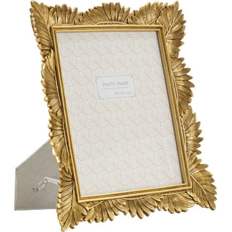 Cornice portafoto Olly in resina oro con foglie 20x25