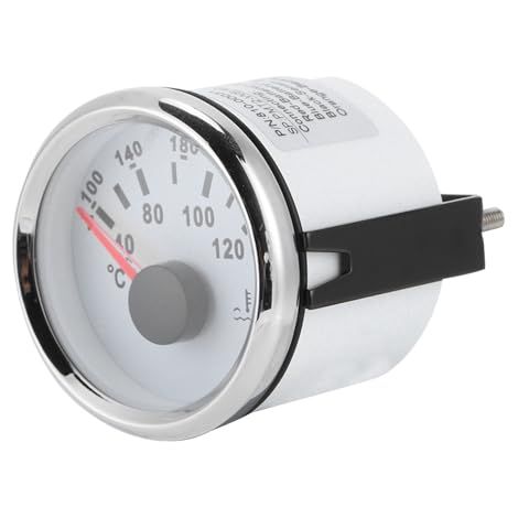 Compteur de température de l'eau, 52 mm, LED IP67, jauge de température de l'eau pour moteur marin 40-120 ℃ pour bateau RV (cadre argenté sur blanc) (1/5)