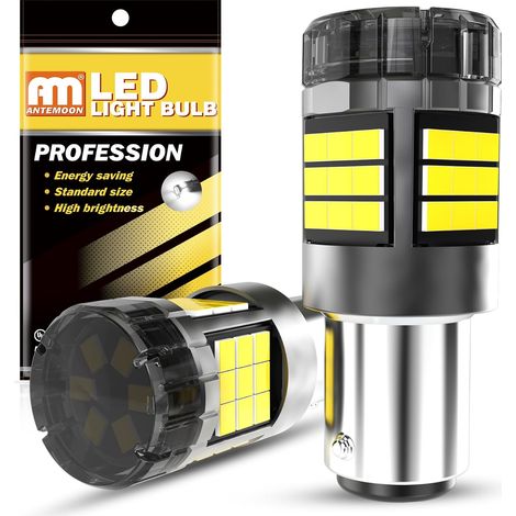 P21/5W 1157 BAY15D Error Free Canbus LED Bulbs Super Bright 5000LM 12V 24V 6000K White 1016 2057 2357 for Car Reverse Parking Rear Brake Turn Signal, 2pcs (1/5)