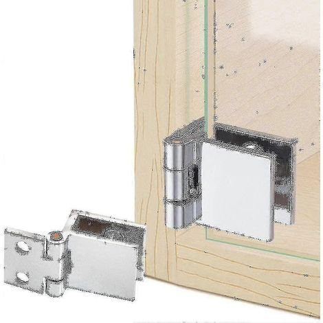 4 clips de charnière pour porte vitrée, charnière pour porte vitrée de placard de cuisine, vitrine, douche, support en acier inoxydable pour angle d'ouverture de porte de placard Niuniu (1/2)