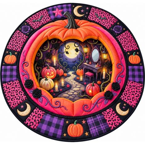 Tapis de sol rond Halloween, velours cristal, doux et lavable, cosplay, salon/chambre, commande personnalisée - Style 26 (1/4)