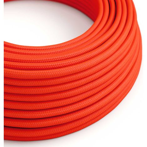 Creative-Cables, Cavo elettrico rivestito in tessuto, Arancione Fluo RF15, 3 x 0,75 mm², 50 m, Rotondo, effetto seta