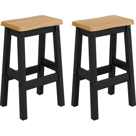 High Bar Stool EKAI 2 pcs Black 40 x 29 x 63 cm Solid Pine Wood VidaXL