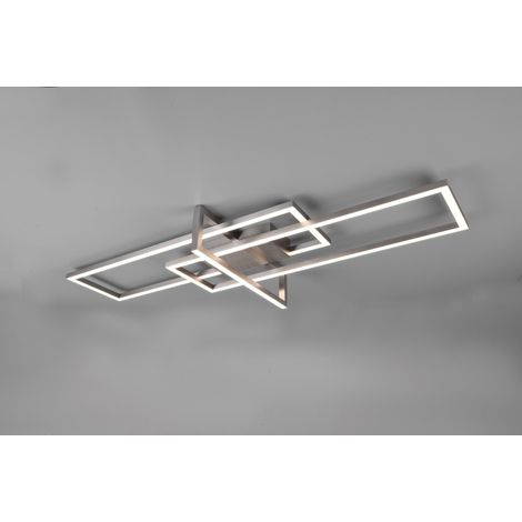 Trio lighting salinas led plafÓn triple rectÁngulo acero satinado con ajuste de intensidad 34w 3000k 620310307