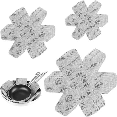Séparateurs de casseroles - Protège-poêles - Lot de 12 pièces - 3 tailles - Tissu non tissé (1/5)