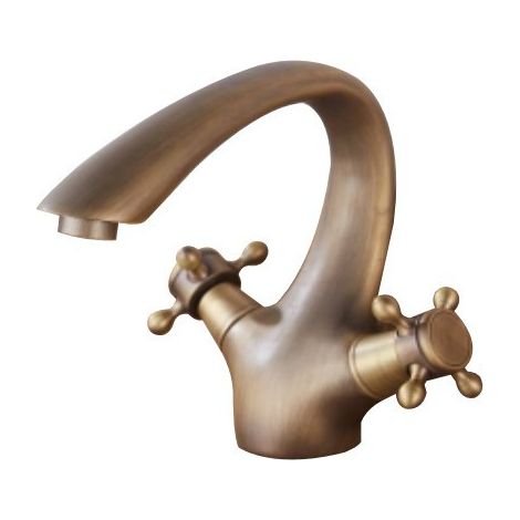 Robinet de cuisine, Laiton antique, Mélangeur de cuisine avec éponge pivotante à 360°, accessoire de cuisine pratique