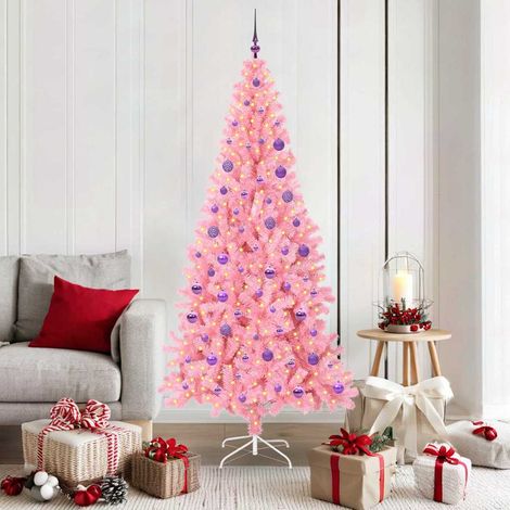 Weihnachtsbaum mit 300 LEDs mit Ständer Rosa 180 cm PVC