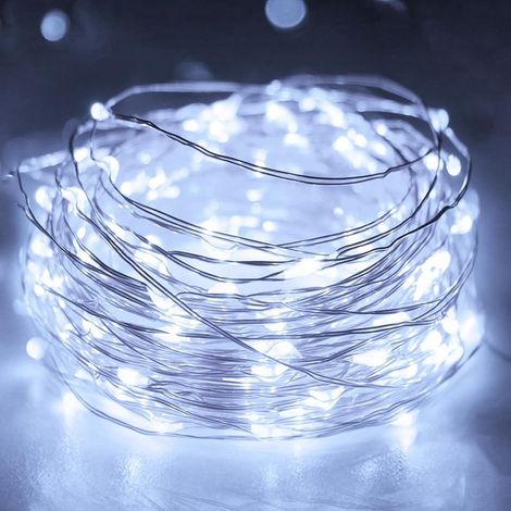 Lot de 1 Petite Guirlande Lumineuse à Pile avec Minuteur, 3M 30 LED Fil Cuivre Fairy Lights, Guirlande LED à Pile (Piles AA) Pour Fête, Noël, Halloween, Mariage, Décoration, Blanc Froid (1/4)