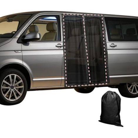 Moustiquaire magnétique pour fourgonnette pour VW T5 T6, protection solaire contre les insectes pour porte coulissante arrière, filet de séparation pour fourgonnette, maille noire (1/5)