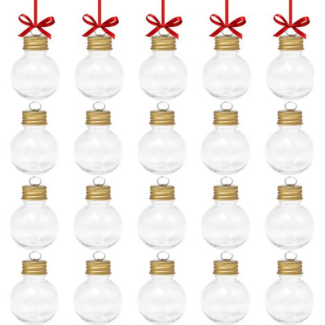 Boules de Noel à Garnir 20 Pièces Boule Plastique Ouverte à Remplir Bouteilles de Noël Transparentes   Fin pour Noël, Mariages, Anniversaires, Fêtes