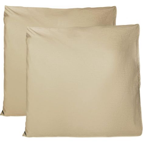 MINKUROW Federa Cuscino 100% Cotone 65x65 CM Pacco da 2, Federa Rettangolare 100% Cotone Puro con Chiusura - Beige (1/5)