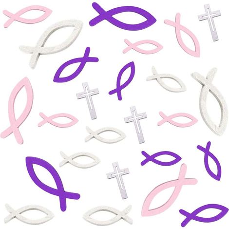 Decoraciones de madera, cruz cristiana de peces, blanca, rosa, morada, plateada. (1/5)