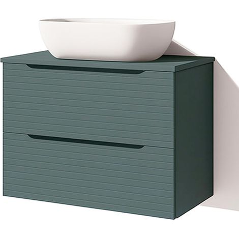 Kibath Mueble de baño con Lavabo BOREAL 60x45 cm acabado Verde Lago mate 2 cajones suspendido
