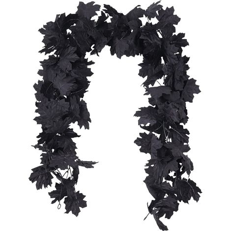 Guirlande Halloween - Feuilles D'érable Artificielles Noires - Pour Cheminée, Porte, Rampe D'escalier - 1,75 M - 70 Feuilles (1/5)