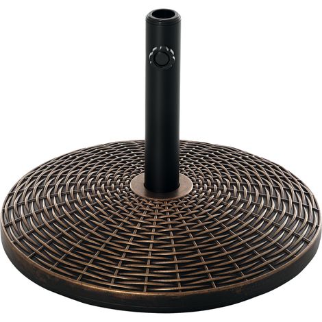 Outsunny Sonnenschirmständer Schirmständer Schirmhalter Schirmfuß 25 kg Rattanoptik Korb Ständer Schirm Ø35/Ø38/Ø48 mm Kunststoff + Zement Antik Bronze Ø53 x 40 cm