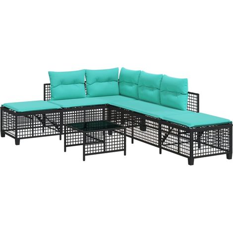 Maison Exclusive - Set divano angolare da giardino a 3 pz con Cuscini in Polyrattan Nero