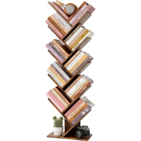 Bibliotheque Arbre à 10 étages, 10 étagères, bibliotheque Livre indépendante,Etagere Livre d'exposition pour, étagères de Rangement pour Livres pour Bureau à Domicile, Salon,Brun Rustique (1/5)