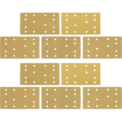 Lot de 50 disques abrasifs rectangulaires à 14 trous pour ponceuse orbitale manuelle Jaune 133 x 80 mm (1/5)