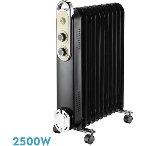 Radiador Aceite Amarantus 2500w 11elementos Negro/beis 3potencias Antivuelco Termostato Reg. Seguridad Asa 62,5x48x24cm (1/2)