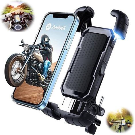 Support de téléphone étanche pour vélo et moto - Fixation réglable et résistante aux chocs pour guidon - Protection intégrale à 360° - Adhérence en silicone améliorée - Universel - Noir - Convient aux (1/5)