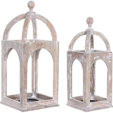 Portavela Set 2 Mango 20X20X50 Desgastado Blanco (1/4)