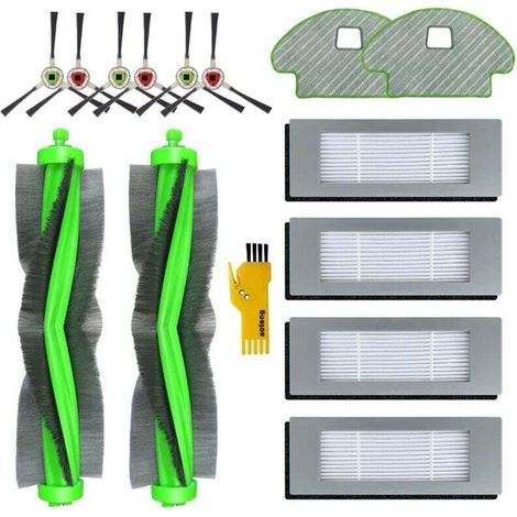 Kit d'accessoires de rechange pour robot aspirateur iRobot Roomba Combo R111840 R1138 14 paquets 2 brosses principales, 4 filtres, 6 brosses latérales, 2 chiffons de vadrouille (1/4)