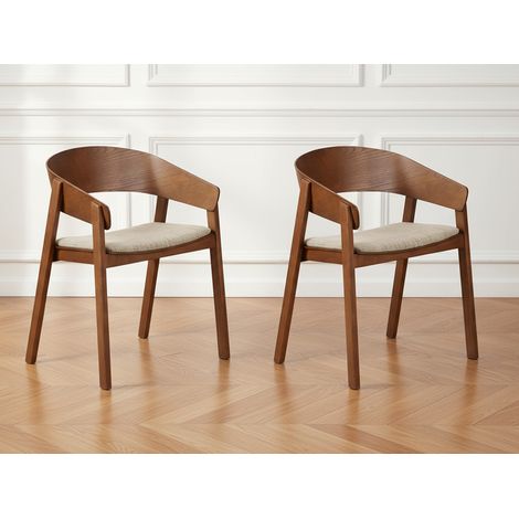 BOBOCHIC - Lot de 2 chaises de table RANI avec accoudoir   Marron