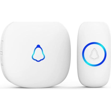 Sonnette Sans Fil Exterieur Etanche, Doorbell Avec 1 Récepteurs + 1 Émetteur À Pile, 58 Mélodies Carillon, 5 Niveaux Volume 120 dB, LED, 300m Longue Portée Sonette Pour Maison,Appartement,Blanc