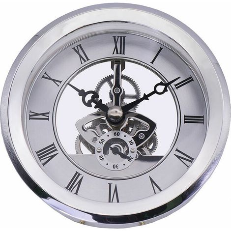 royaluxe - Mouvement d'horloge à engrenages en métal incrusté d'argent transparent de haute qualité de 103 mm de diamètre (1/5)