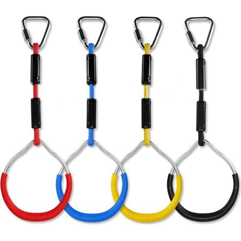 Kids Climbing Rings Multi-Function Swing with Plastic Rings Max Load 160kg Ninja Climbing Ring Obstacle Garden Swing
