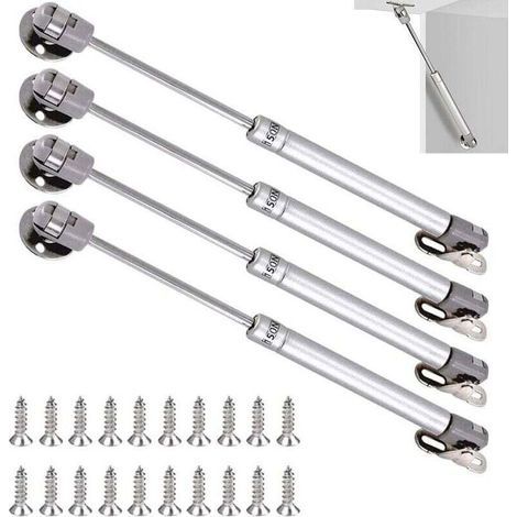 Lot de 4 vérins à gaz 150N – Longueur 270mm – Acier laminé et plastique ABS – Pour portes en bois et meubles TV – Installation sécurisée (1/4)