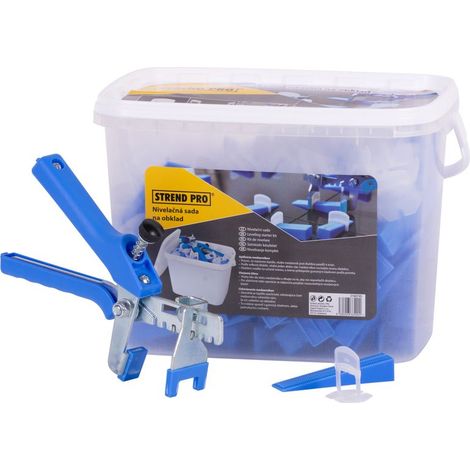 Nivellierset Strend Pro LS515 StarterKIT, 100x 1,5 mm Abstandhalter + 100x Keil + Zange (1/2)