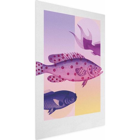 Poster – Zierfische – künstlerische Illustration von Fischen auf farbenfrohem Hintergrund (1/4)