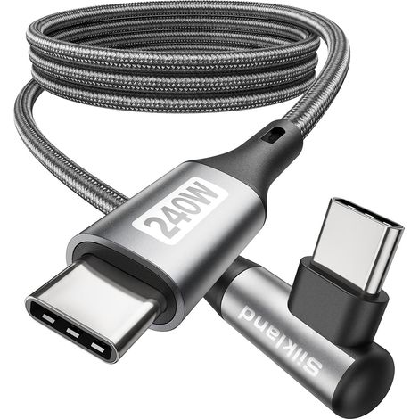 Câble USB-C vers USB-C 2M Coudé [240W 48V/5A], PD3.1&QC4.0+ (1/5)