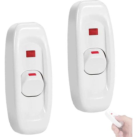 Lot de 2 interrupteurs de lampe en ligne, 250 V, 10 A, interrupteur à bascule avec voyant LED, interrupteur marche/arrêt pour lampe de bureau (blanc) (1/5)