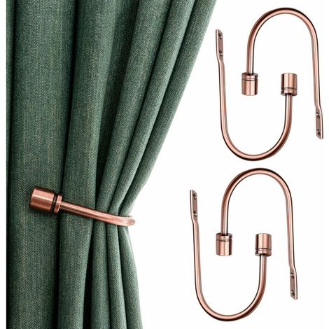Set of 4 U Shaped Curtain Hooks Decorative Wall Mounted Drapery Tiebacks