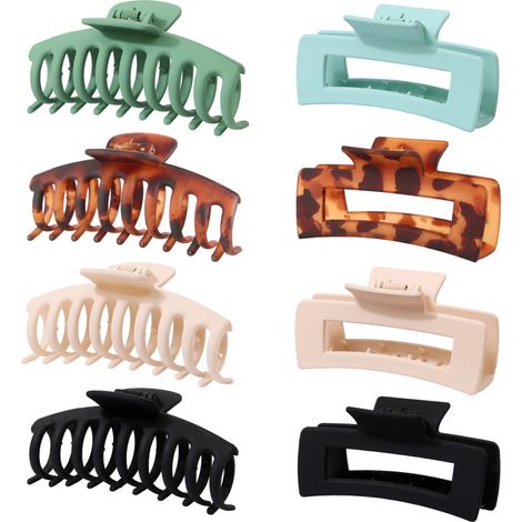 Juego de 8 pinzas para el cabello de plástico mate, sencillas y antideslizantes, para un peinado elegante y una sujeción óptima.