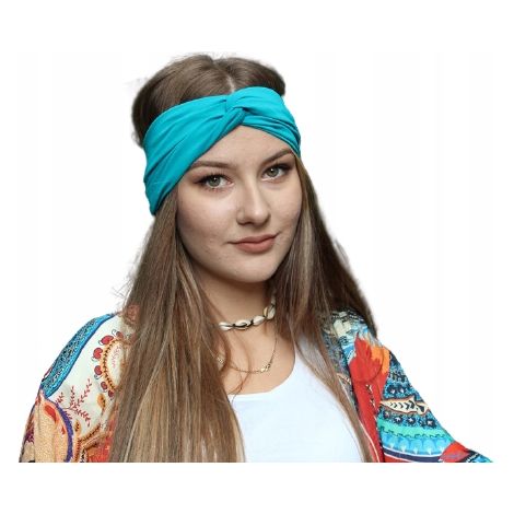 Elegante diadema de algod贸n turquesa para mujer - contorneada primavera verano (1/5)