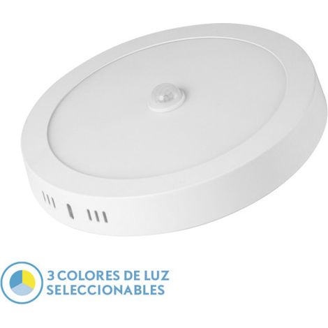 FABRILAMP Downlight Superf.jade 18w 3000k-4000k-6500k White 1620lm Round C/Twilight Motion Sensor 3x22x22 Cm