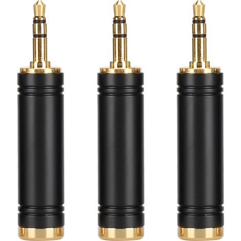 Paquete de 3 adaptadores de audio, conector macho de 3,5 mm, conector chapado en oro, metal resistente, para teléfono y PC. (1/5)