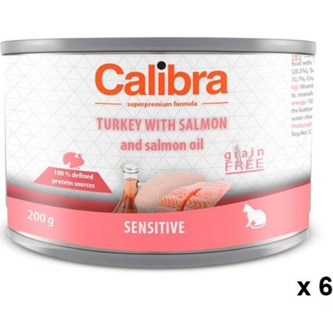 Turchia sensibile al gatto calibro con olio di salmone 6x200gr scatola