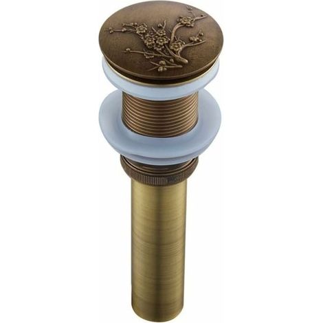 Tapón de desagüe automático para lavabo, de latón antiguo, con sistema de clic y clac, sin rebosadero, accesorio universal para baño (blanco: C) (1/5)