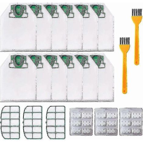 12 sacs pour aspirateur Vorwerk Kobold VK200 FP200 avec 3 filtres moteur, 18 copeaux parfumés, 2 brosses, sacs de rechange pour Kobold VK200 FP200 (1/4)