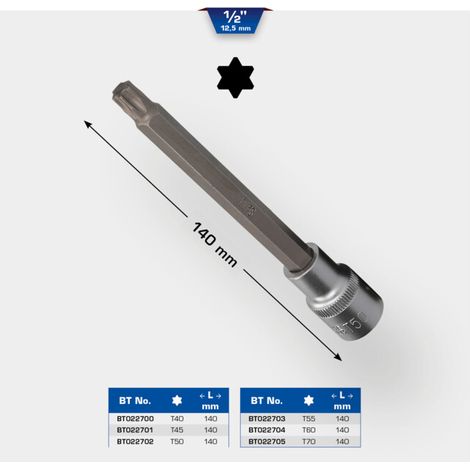 BRILLIANT TOOLS Douille à embout Torx 1/2" 140 mm de long T60 - BT022704 (1/5)