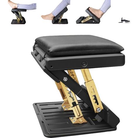 Reposapiés, altura ajustable, diseño portátil, negro. (1/2)