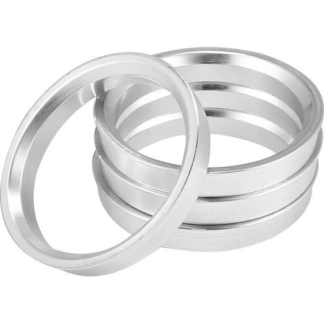 4Pcs Bague De Centrage Jante Alliage Aluminium pour Voiture Argent, Diamètre Extérieur 66.1mm, Diamètre Intérieur 57.1mm, Épaisseur 10mm, Élimine Vibrations Volant, Ajustement Parfait (1/5)