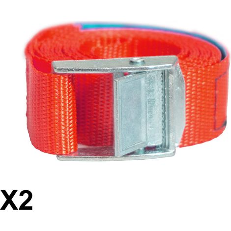 Juego de 2 cintas transportadoras Biketec de 25 mm x 2 m, capacidad de carga de hasta 250 kg, 2 cintas de color rojo. (1/2)